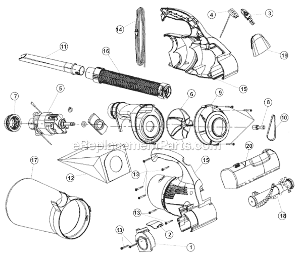 Page A Diagram and Parts List for M08230T  Dirt Devil Hand Vacuum